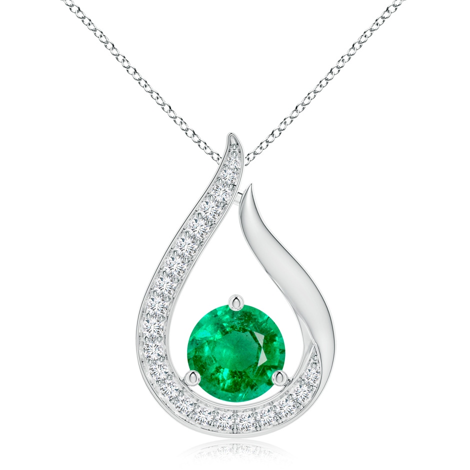 8mm AAA Floating Emerald Tulip Pendant with Diamonds in P950 Platinum 