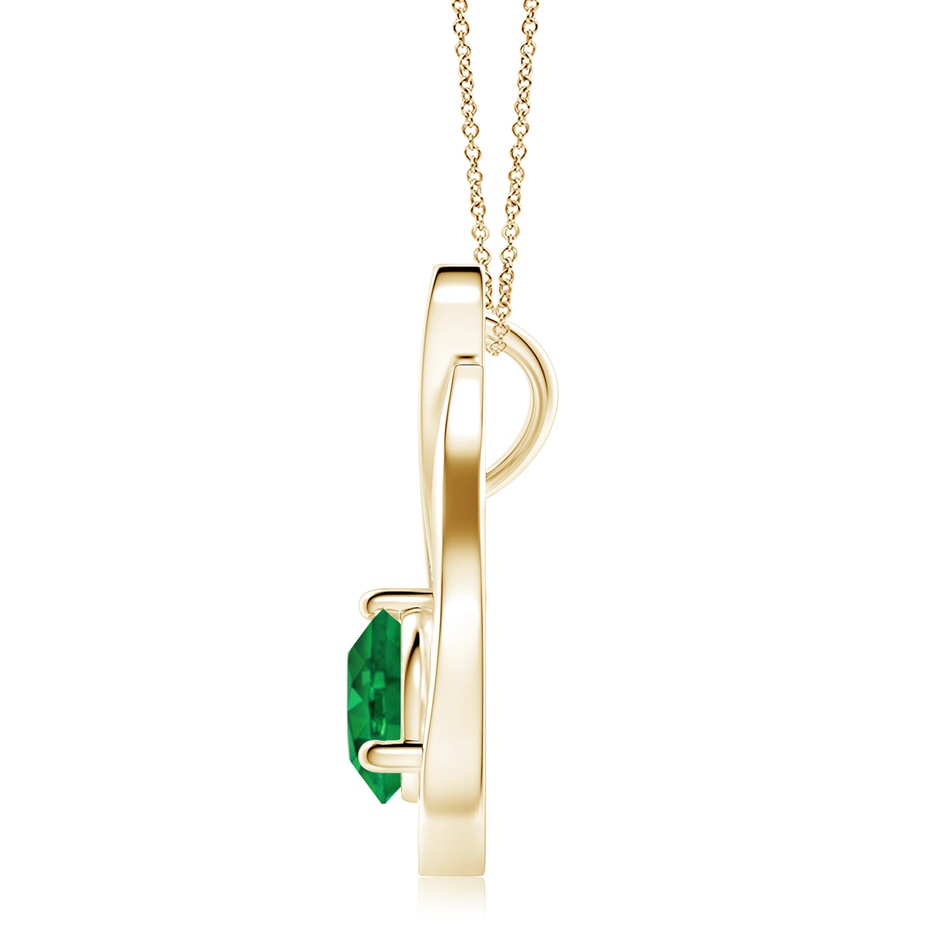 8mm AAA Floating Emerald Tulip Pendant with Diamonds in Yellow Gold side 199