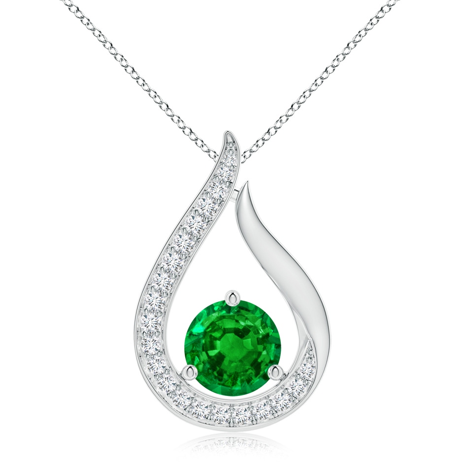 8mm AAAA Floating Emerald Tulip Pendant with Diamonds in P950 Platinum 