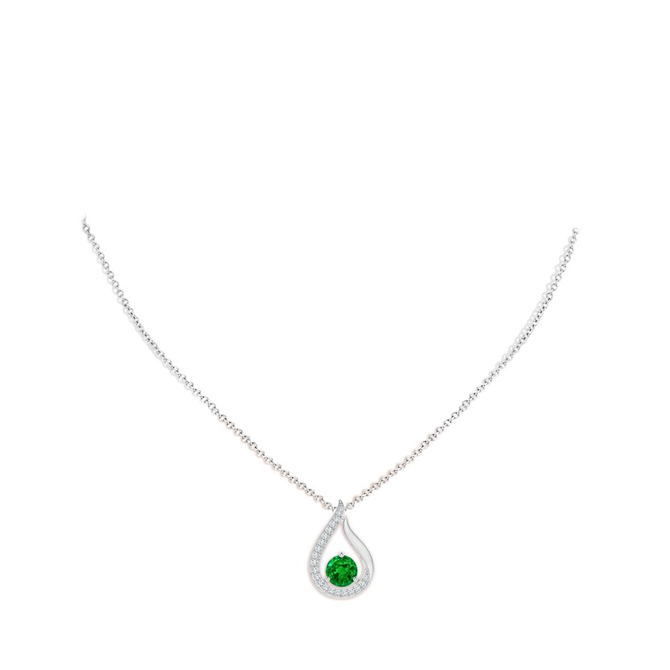 8mm AAAA Floating Emerald Tulip Pendant with Diamonds in P950 Platinum pen