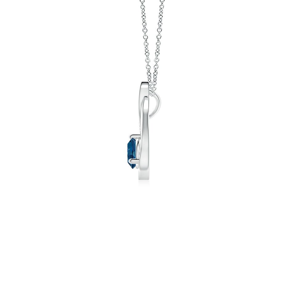 4mm AAA Floating London Blue Topaz Tulip Pendant with Diamonds in White Gold side 199