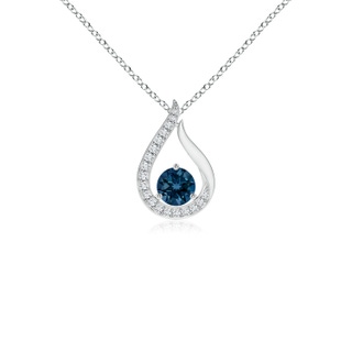 4mm AAAA Floating London Blue Topaz Tulip Pendant with Diamonds in P950 Platinum