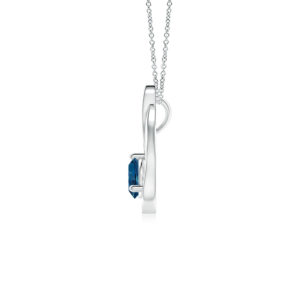 5mm AAA Floating London Blue Topaz Tulip Pendant with Diamonds in White Gold - side 199