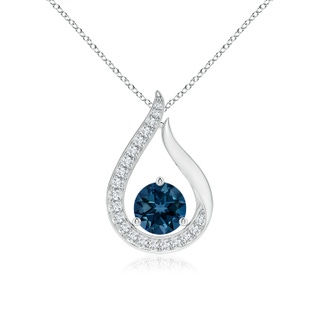 6mm AAAA Floating London Blue Topaz Tulip Pendant with Diamonds in P950 Platinum