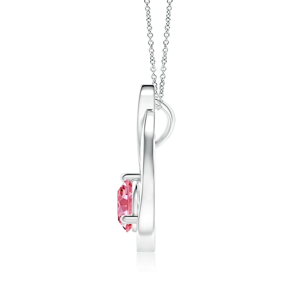 6.1mm AAAA Floating Fancy Intense Pink Diamond Tulip Pendant in P950 Platinum - side 199