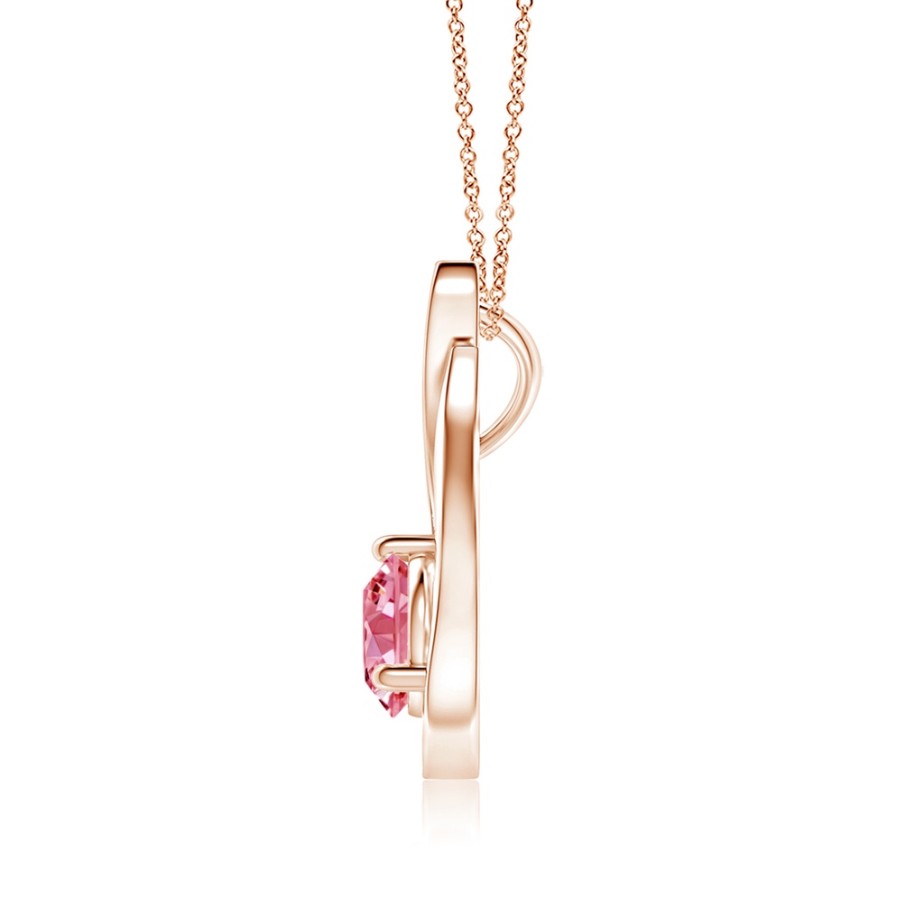 6.1mm AAAA Floating Fancy Intense Pink Diamond Tulip Pendant in Rose Gold - side 199