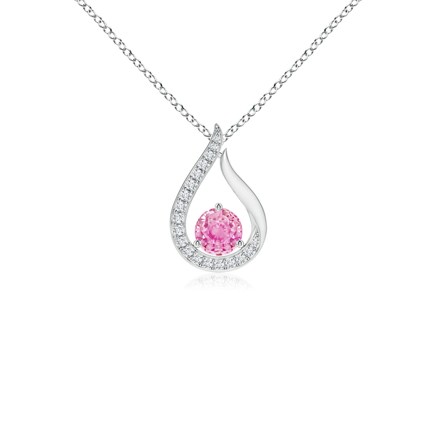 A - Pink Sapphire / 0.4 CT / 14 KT White Gold