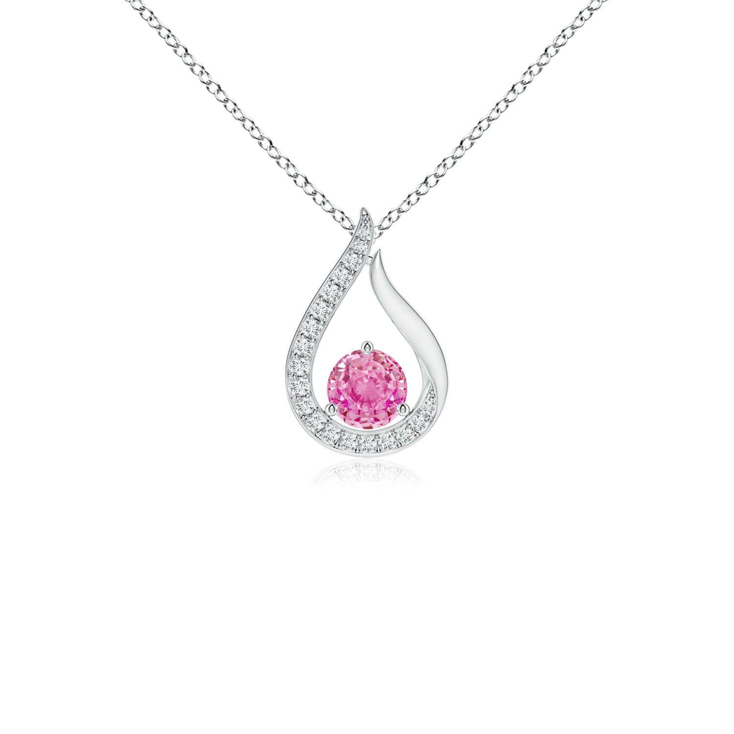 AA - Pink Sapphire / 0.4 CT / 14 KT White Gold