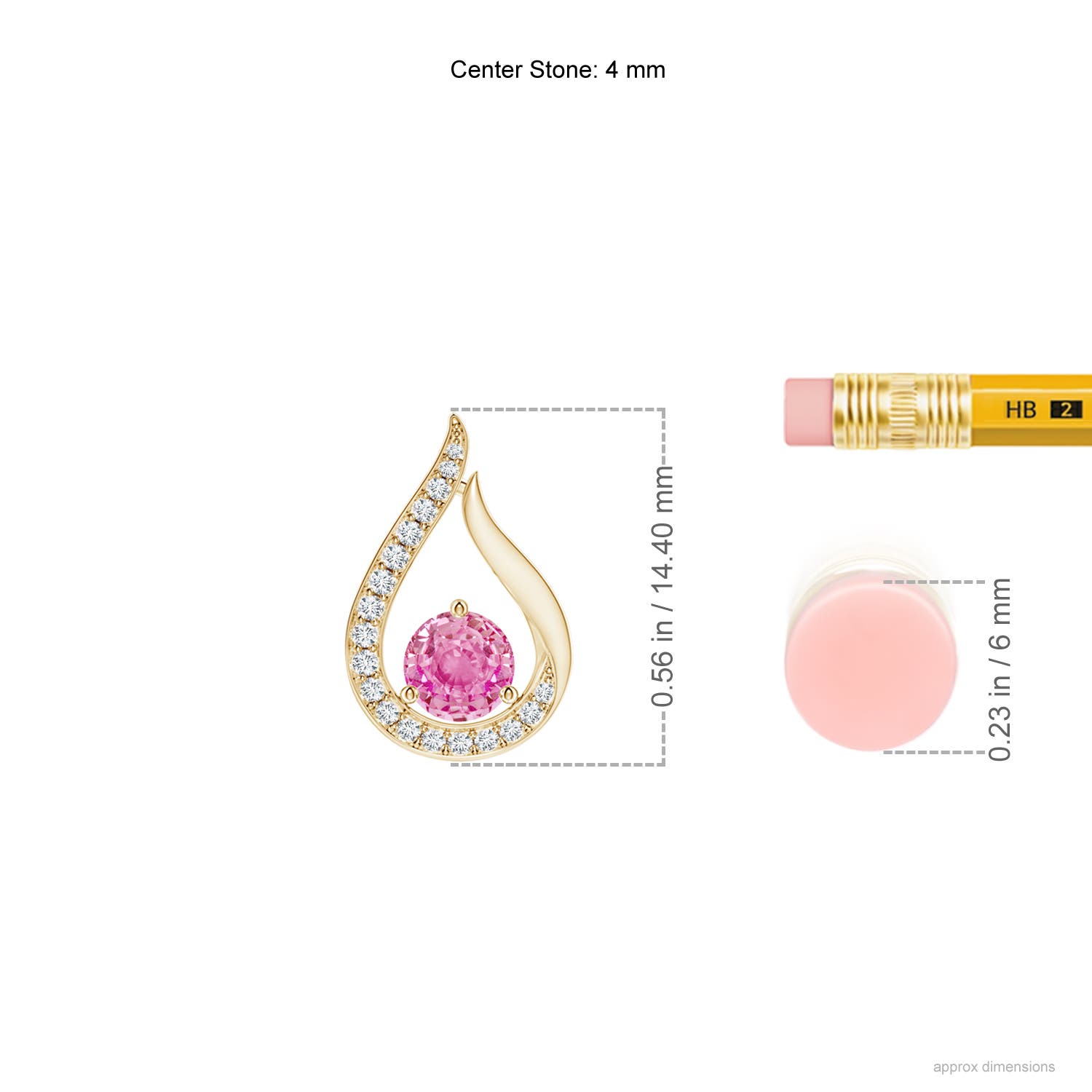 AA - Pink Sapphire / 0.4 CT / 14 KT Yellow Gold