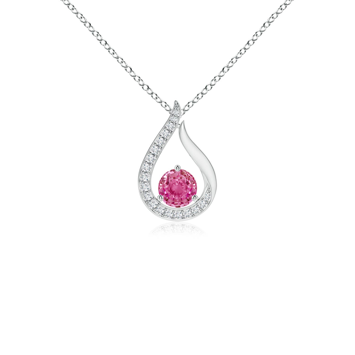 AAA - Pink Sapphire / 0.4 CT / 14 KT White Gold