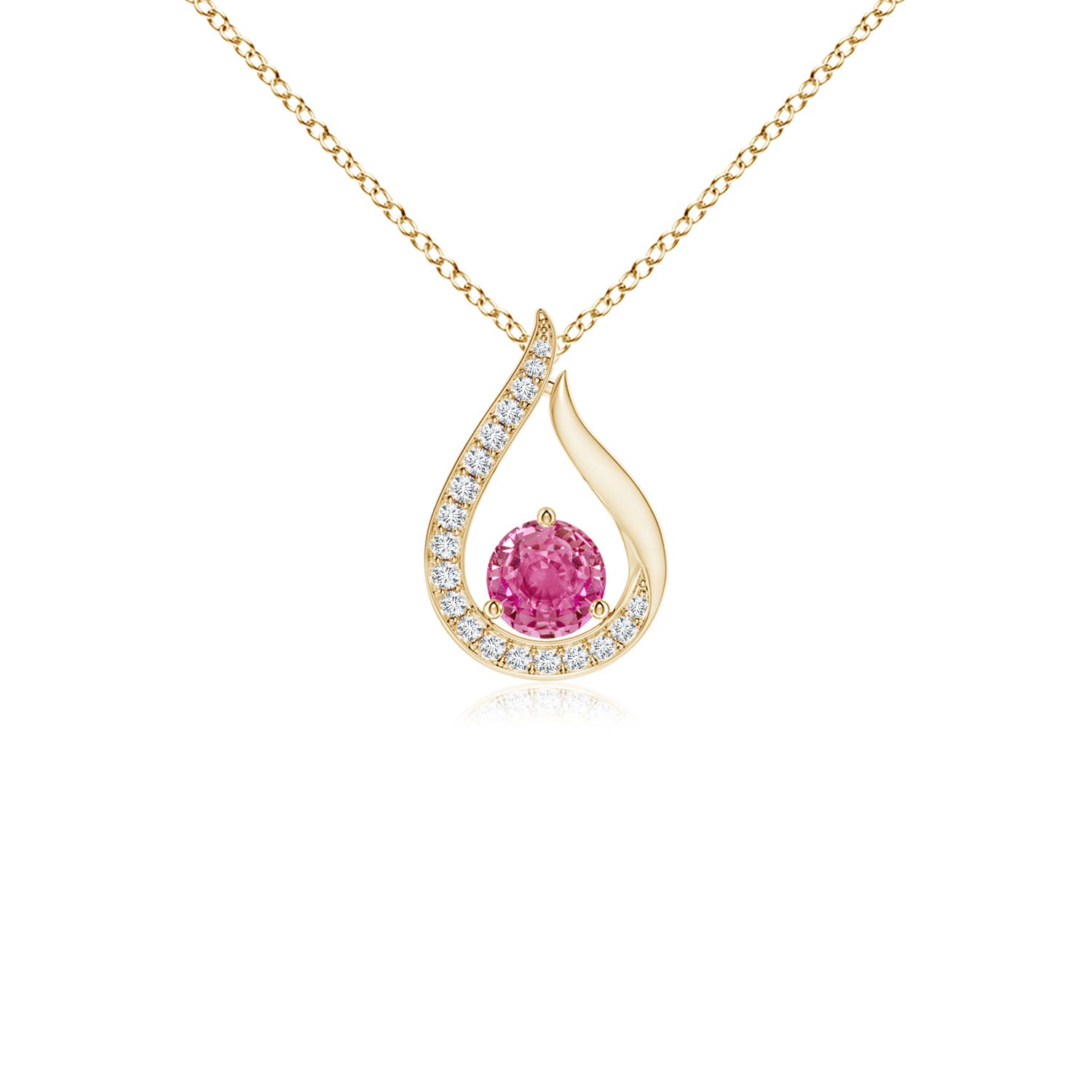 AAA - Pink Sapphire / 0.4 CT / 14 KT Yellow Gold