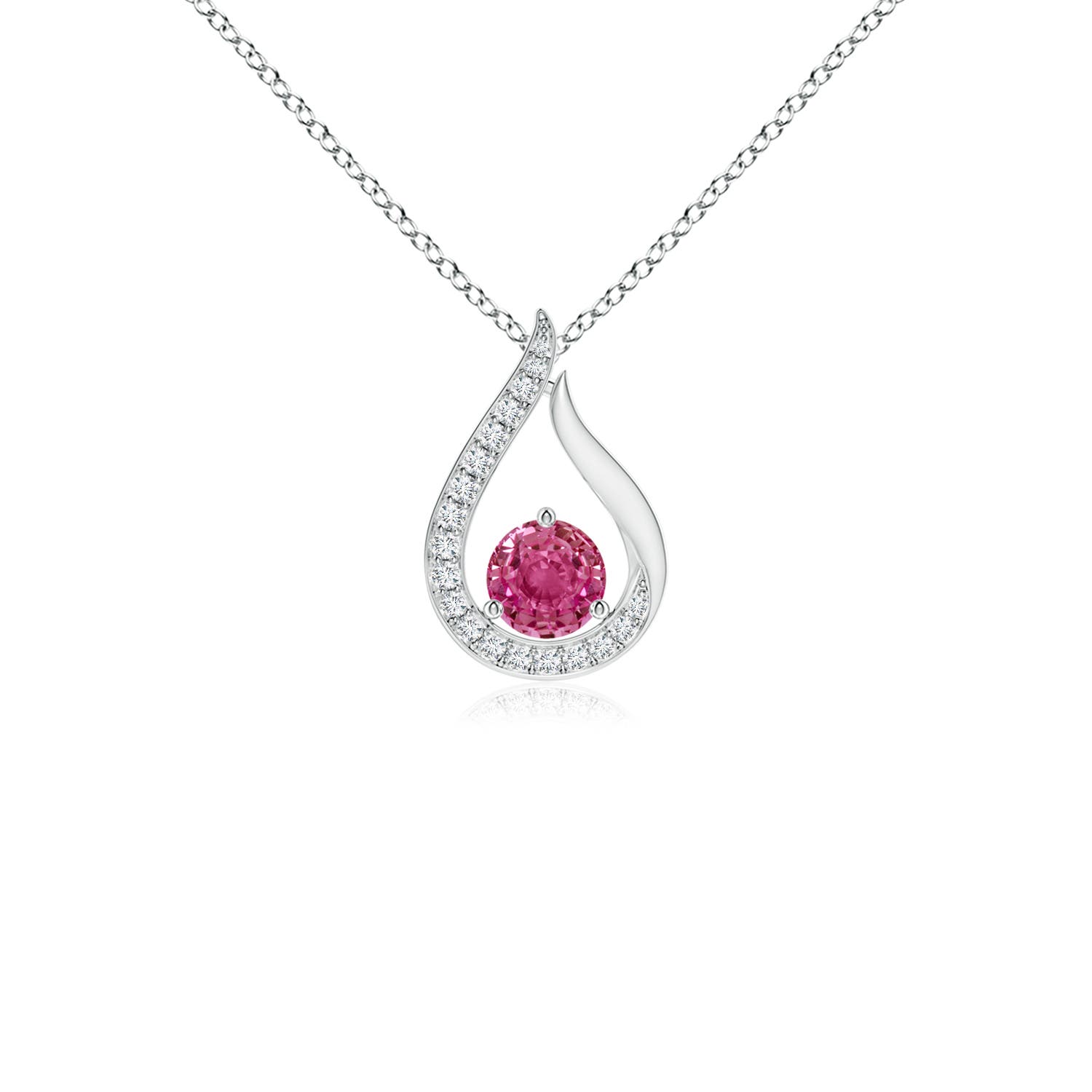 AAAA - Pink Sapphire / 0.4 CT / 14 KT White Gold