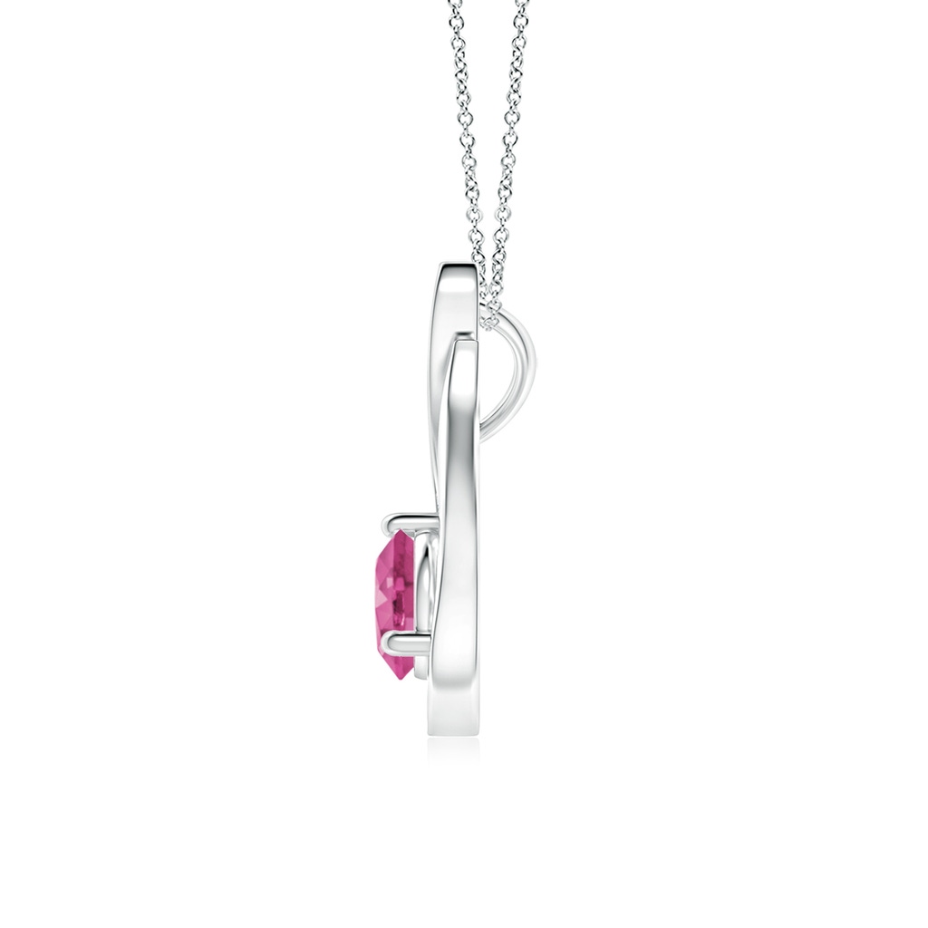 6mm AAAA Floating Pink Sapphire Tulip Pendant with Diamonds in P950 Platinum Side-1