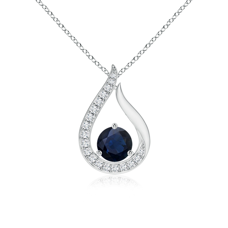 4mm A Floating Blue Sapphire Tulip Pendant with Diamonds in P950 Platinum 