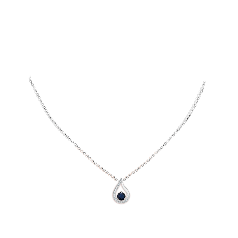 4mm A Floating Blue Sapphire Tulip Pendant with Diamonds in P950 Platinum pen