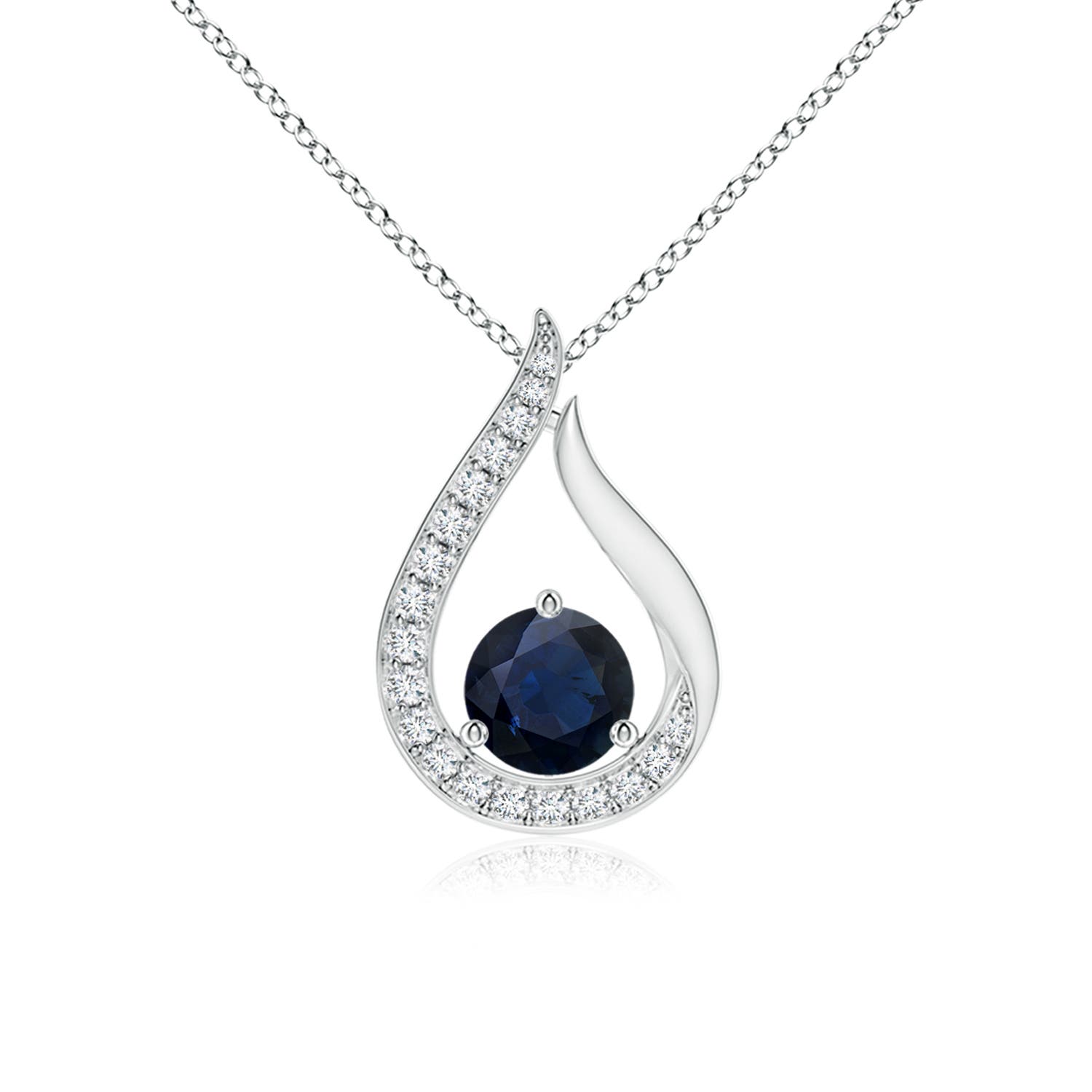 A - Blue Sapphire / 0.41 CT / 14 KT White Gold