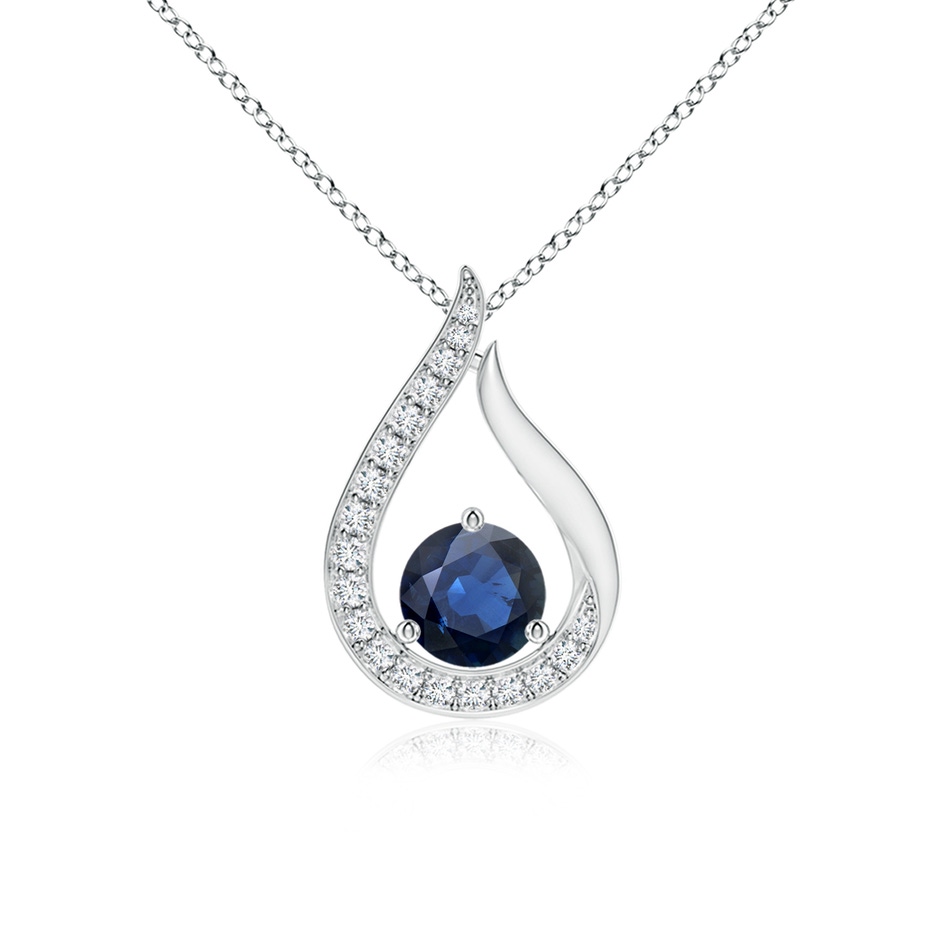4mm AA Floating Blue Sapphire Tulip Pendant with Diamonds in P950 Platinum 