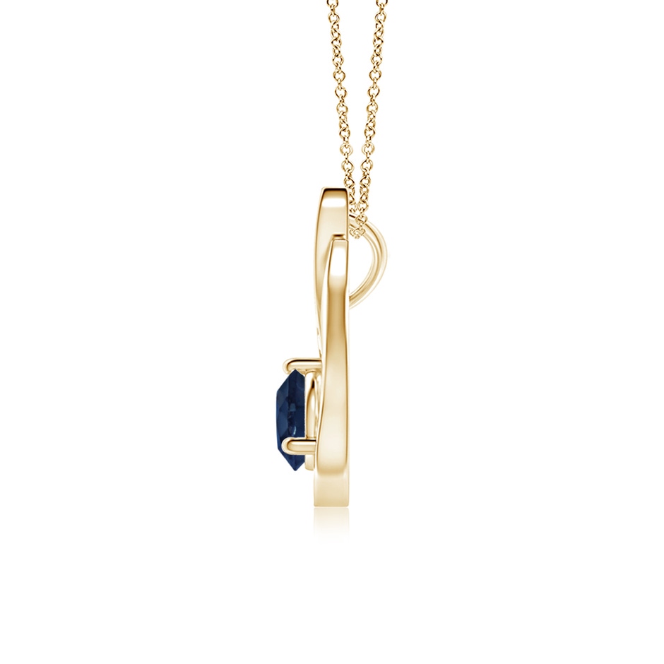 4mm AA Floating Blue Sapphire Tulip Pendant with Diamonds in Yellow Gold side 199