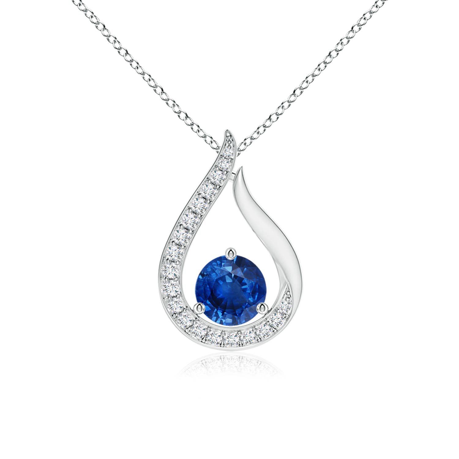 Angara Natural Blue Sapphire Solitaire Pendant Necklace for Women