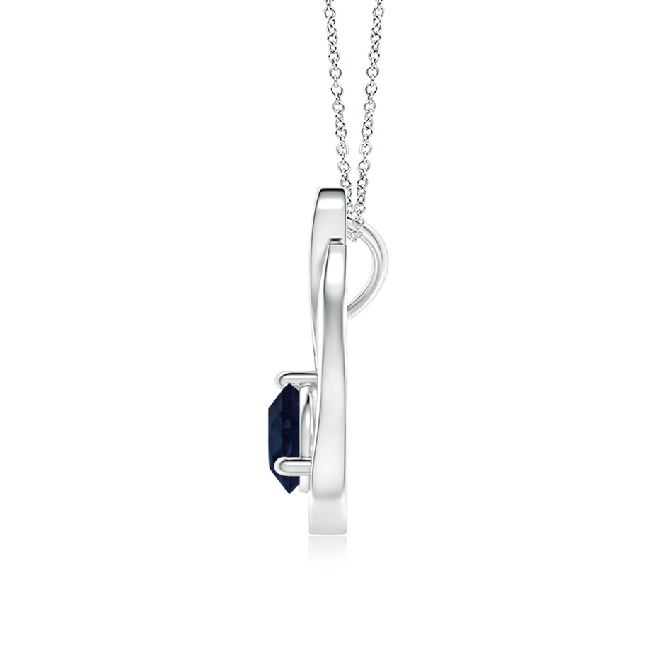 5mm A Floating Blue Sapphire Tulip Pendant with Diamonds in P950 Platinum side 199