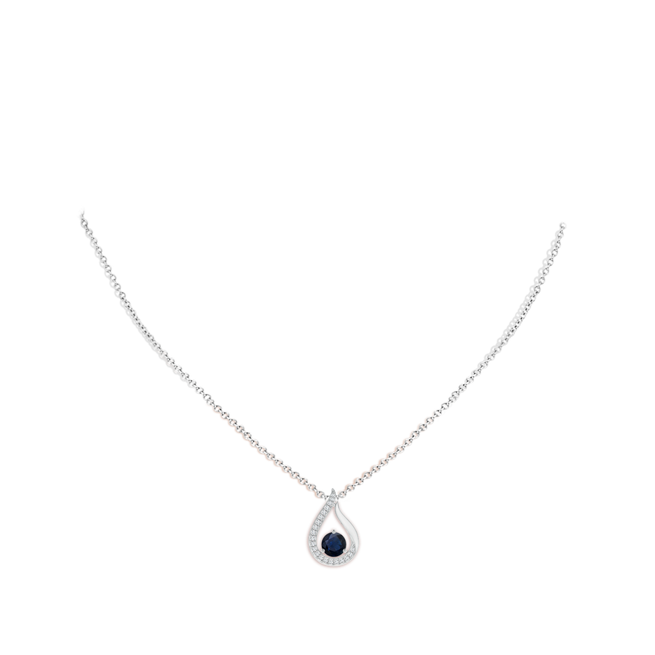 5mm A Floating Blue Sapphire Tulip Pendant with Diamonds in P950 Platinum pen