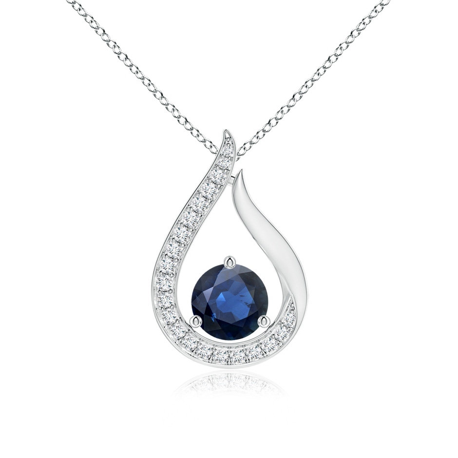 5mm AA Floating Blue Sapphire Tulip Pendant with Diamonds in P950 Platinum 