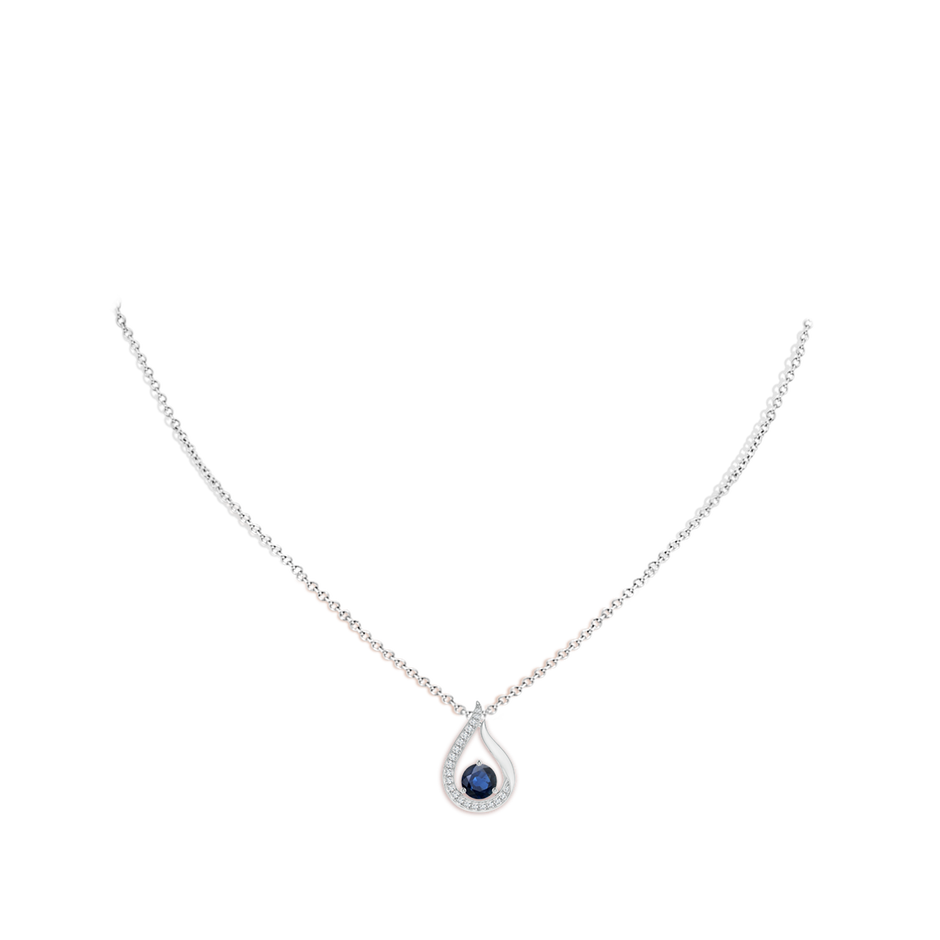 5mm AA Floating Blue Sapphire Tulip Pendant with Diamonds in P950 Platinum pen