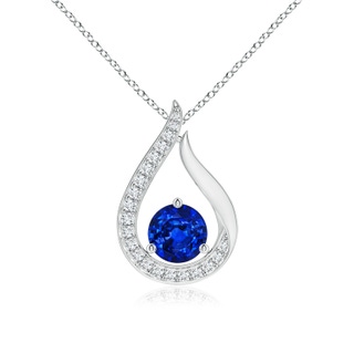 5mm AAAA Floating Blue Sapphire Tulip Pendant with Diamonds in P950 Platinum