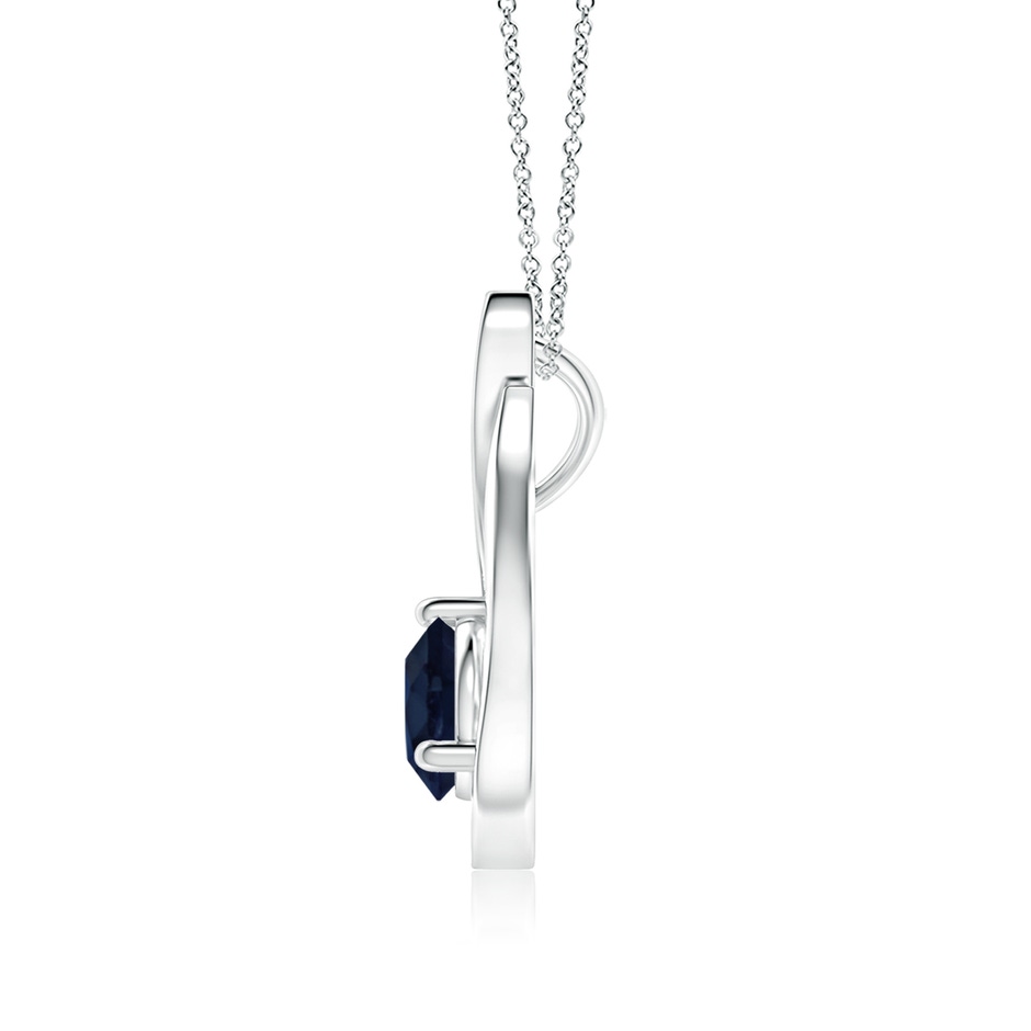 6mm A Floating Blue Sapphire Tulip Pendant with Diamonds in P950 Platinum side 199