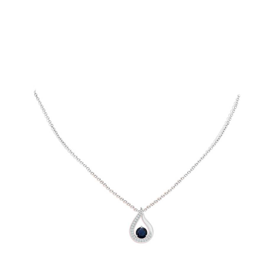 6mm A Floating Blue Sapphire Tulip Pendant with Diamonds in P950 Platinum pen