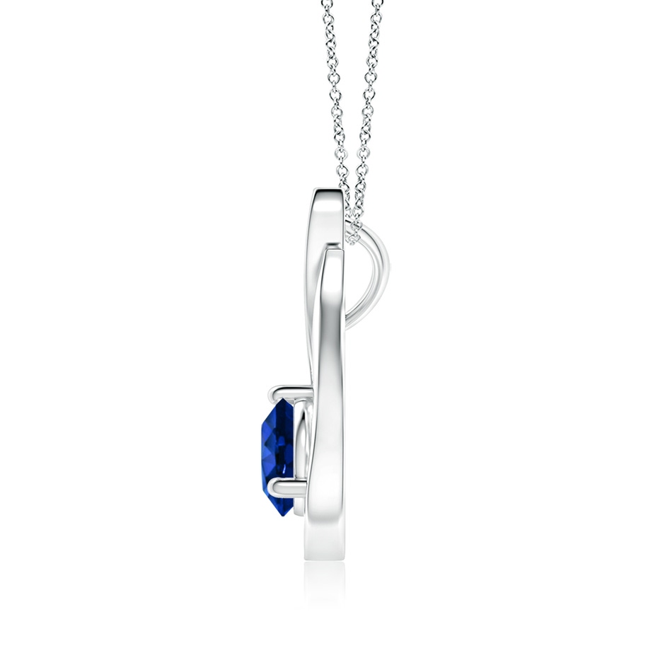 6mm AAAA Floating Blue Sapphire Tulip Pendant with Diamonds in P950 Platinum side 199