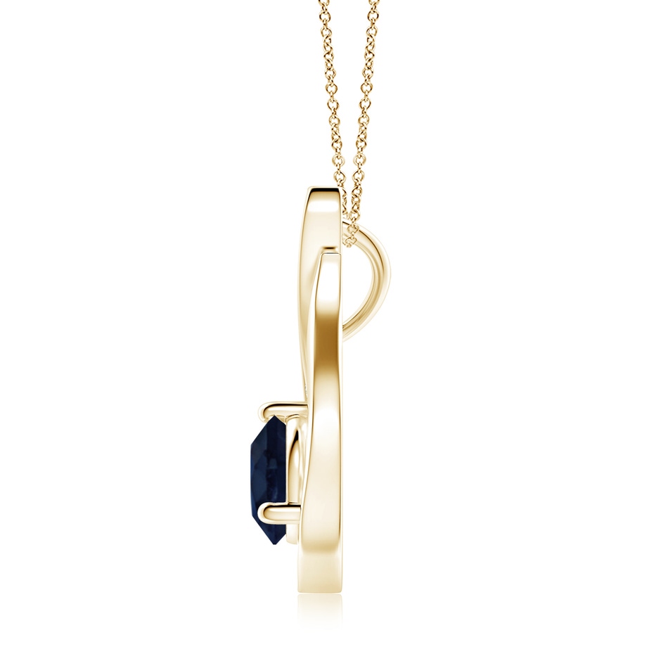 7mm A Floating Blue Sapphire Tulip Pendant with Diamonds in Yellow Gold side 199