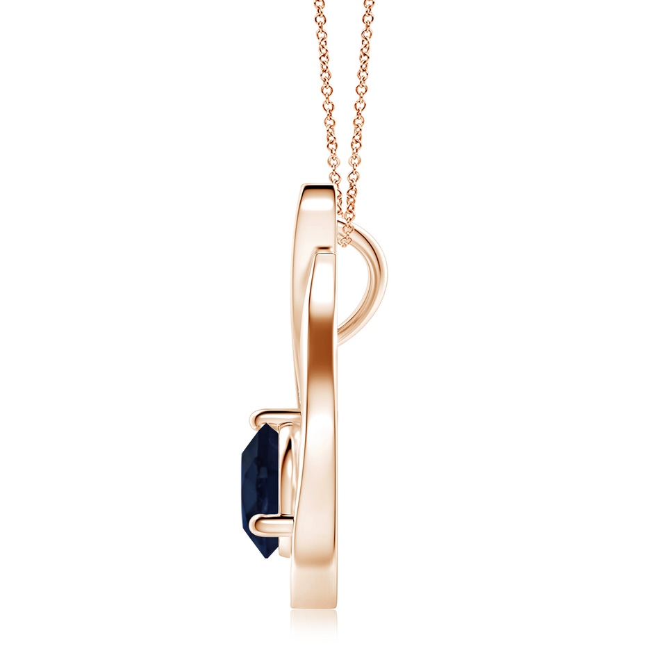 8mm A Floating Blue Sapphire Tulip Pendant with Diamonds in Rose Gold side 199