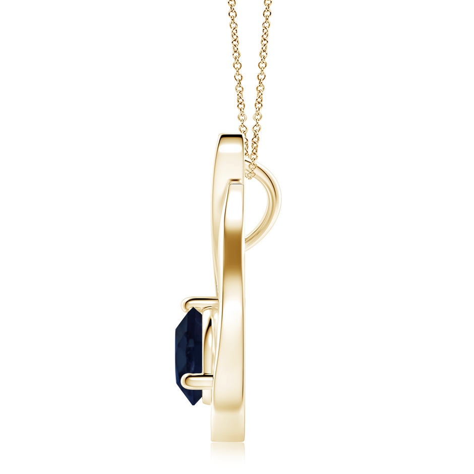 8mm A Floating Blue Sapphire Tulip Pendant with Diamonds in Yellow Gold side 199
