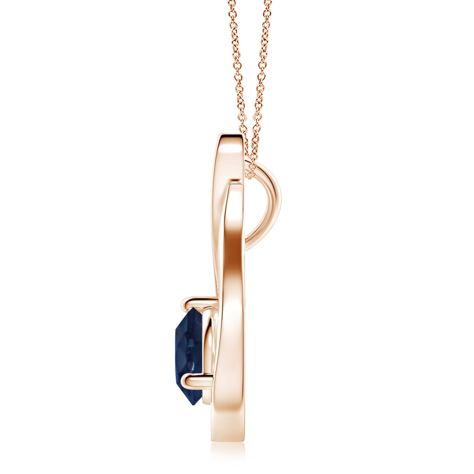 8mm AA Floating Blue Sapphire Tulip Pendant with Diamonds in 18K Rose Gold side 199