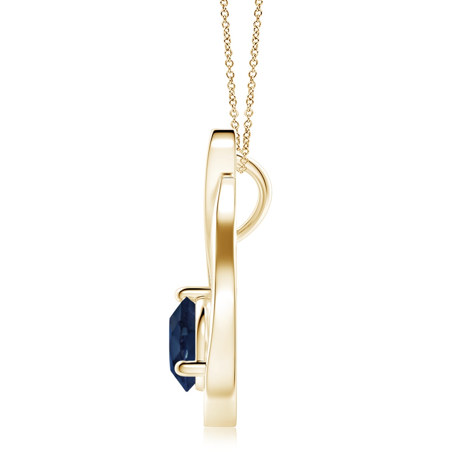 8mm AA Floating Blue Sapphire Tulip Pendant with Diamonds in Yellow Gold side 199