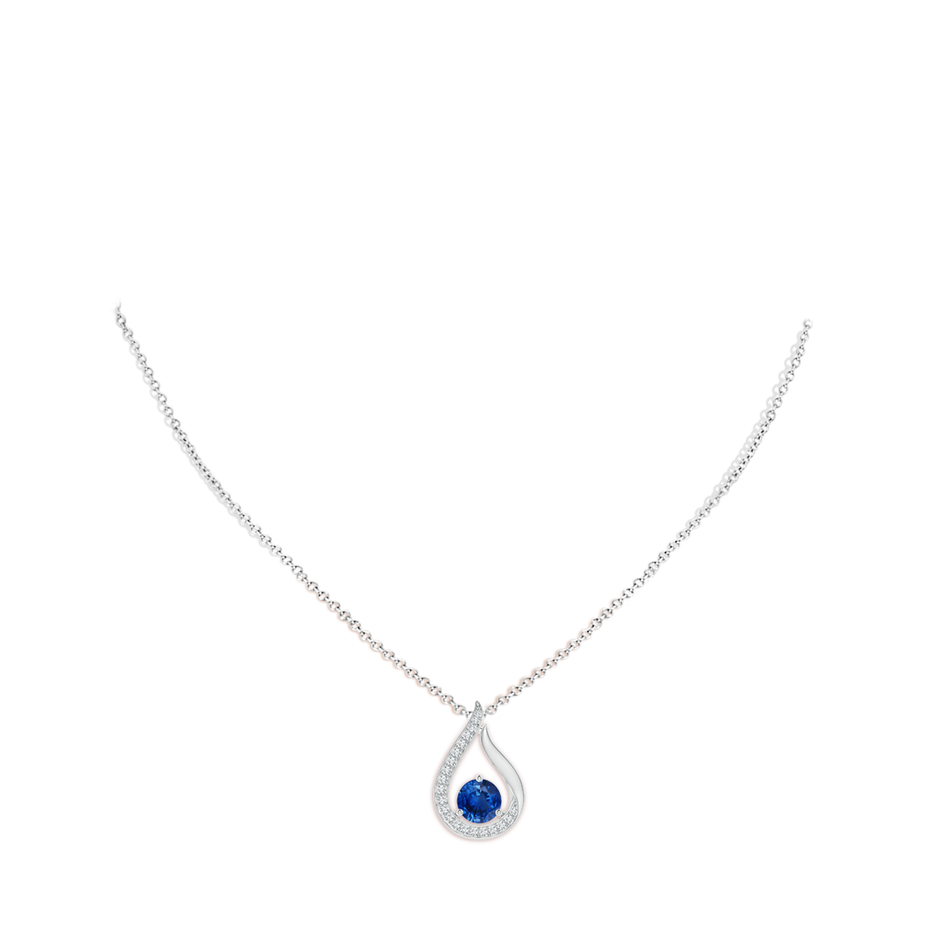 8mm AAA Floating Blue Sapphire Tulip Pendant with Diamonds in P950 Platinum pen