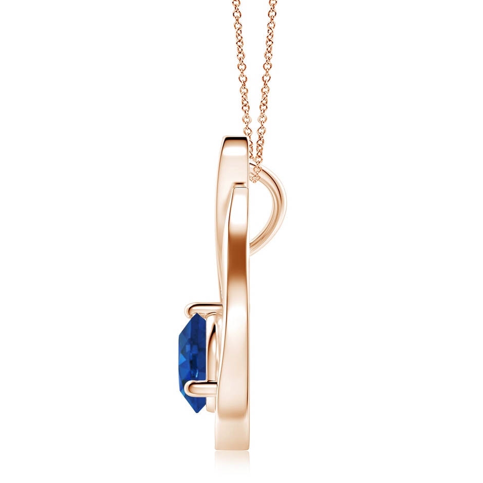 8mm AAA Floating Blue Sapphire Tulip Pendant with Diamonds in Rose Gold side 199