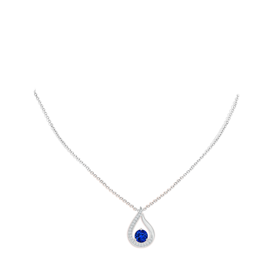 8mm AAAA Floating Blue Sapphire Tulip Pendant with Diamonds in P950 Platinum pen