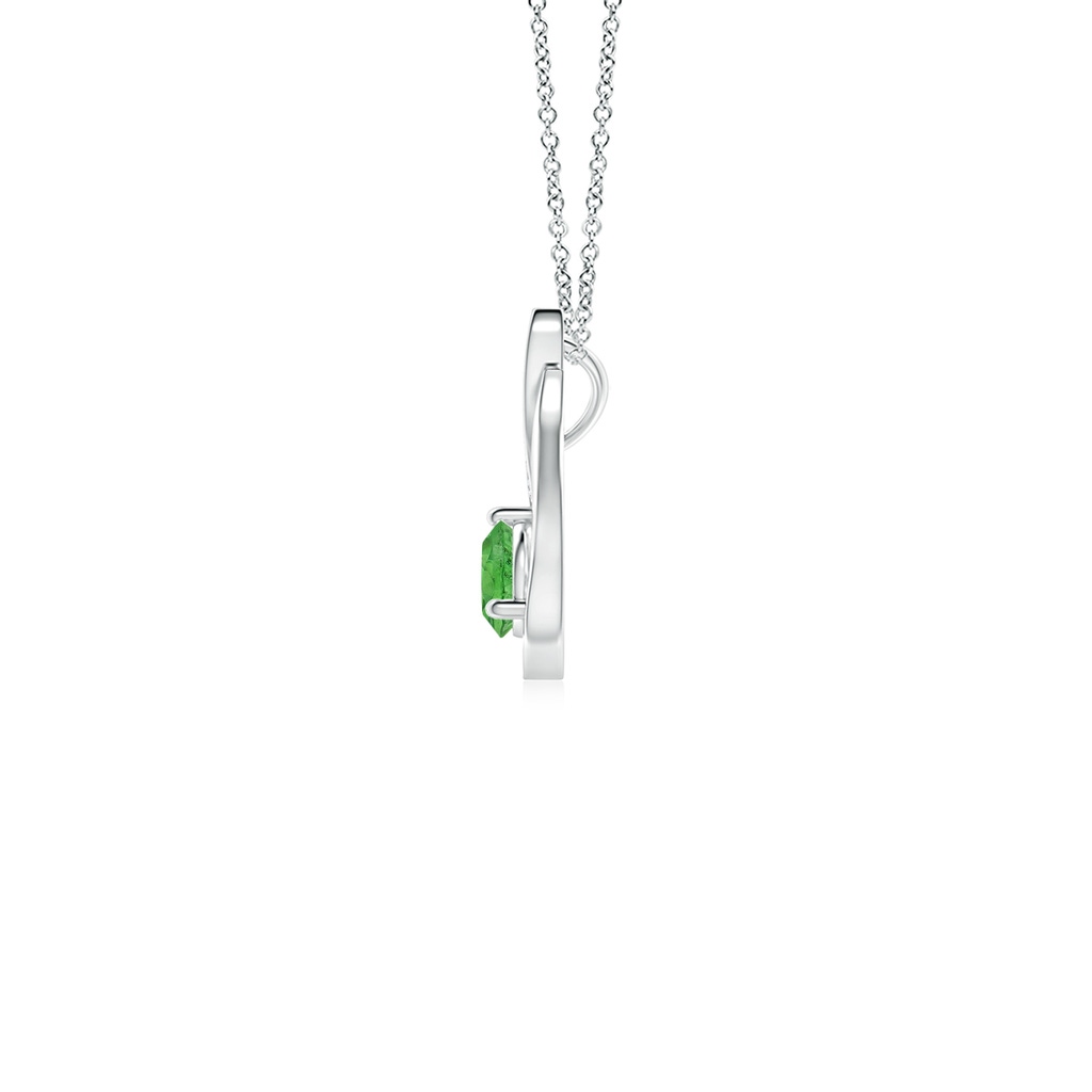 4mm AAA Floating Tsavorite Tulip Pendant with Diamonds in White Gold Side-1