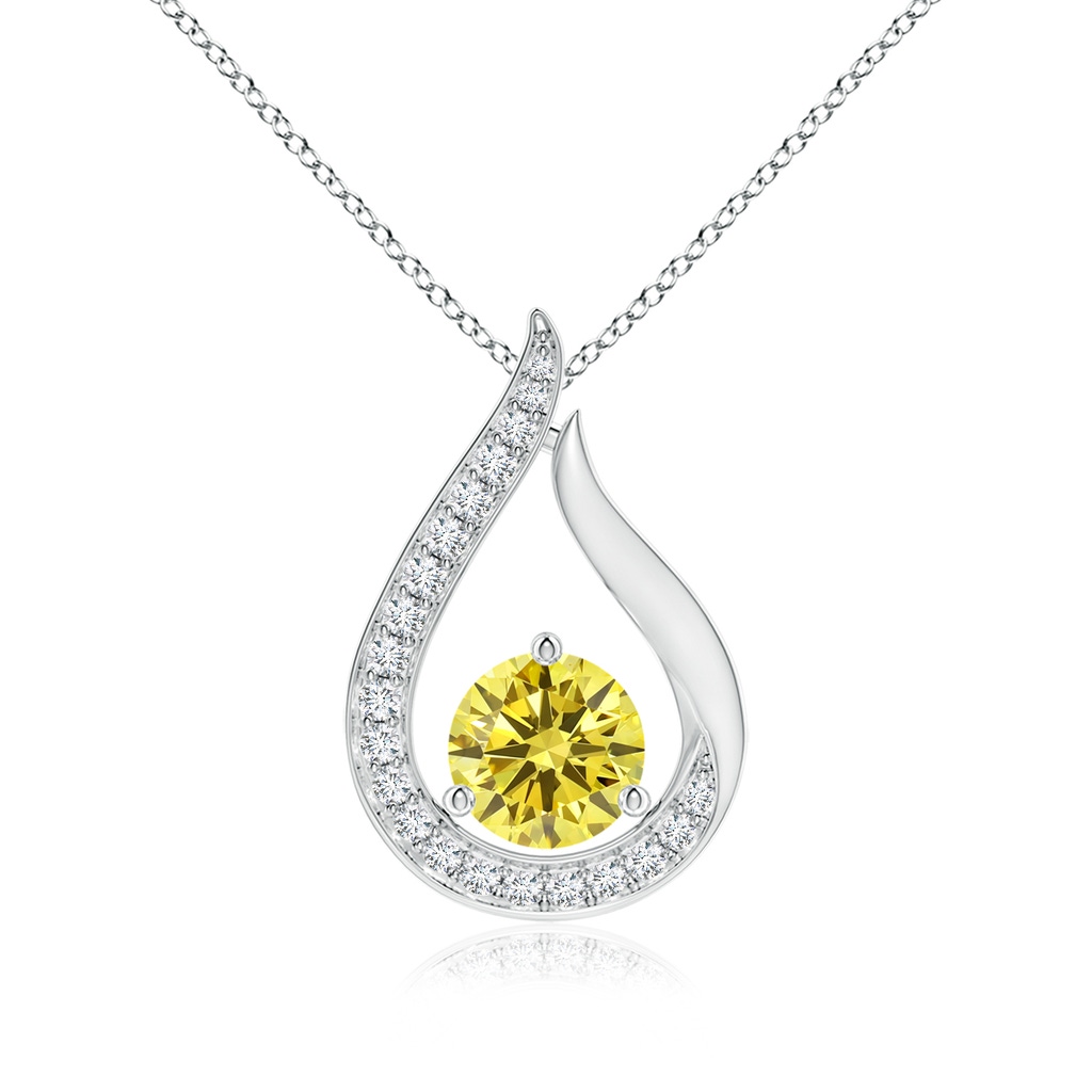 6.1mm AAAA Floating Fancy Intense Yellow Diamond Tulip Pendant in P950 Platinum