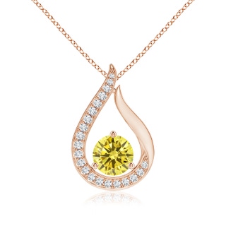 6.1mm AAAA Floating Fancy Intense Yellow Diamond Tulip Pendant in Rose Gold