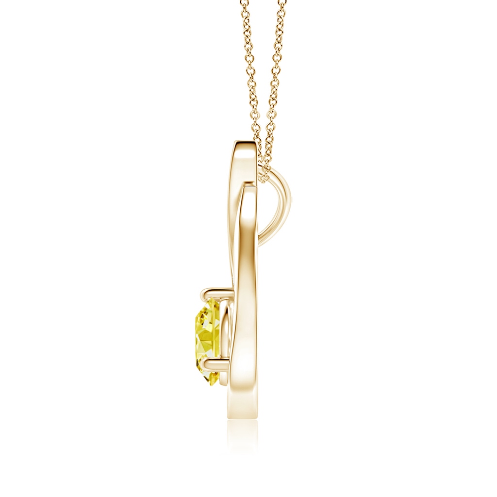6.1mm AAAA Floating Fancy Intense Yellow Diamond Tulip Pendant in Yellow Gold - side 199