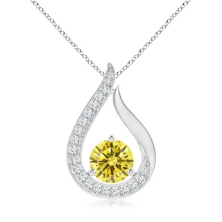 7mm AAAA Floating Fancy Intense Yellow Diamond Tulip Pendant in P950 Platinum