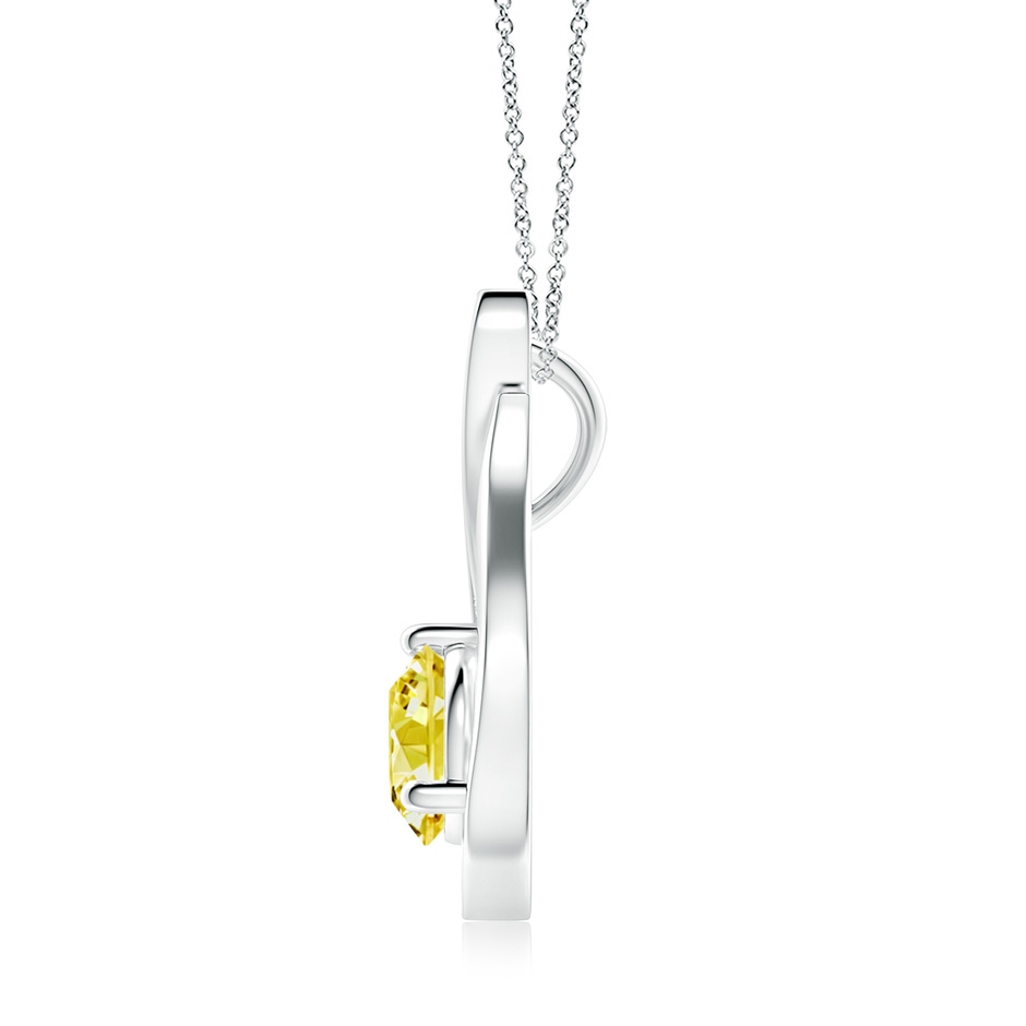 7mm AAAA Floating Fancy Intense Yellow Diamond Tulip Pendant in P950 Platinum side 199