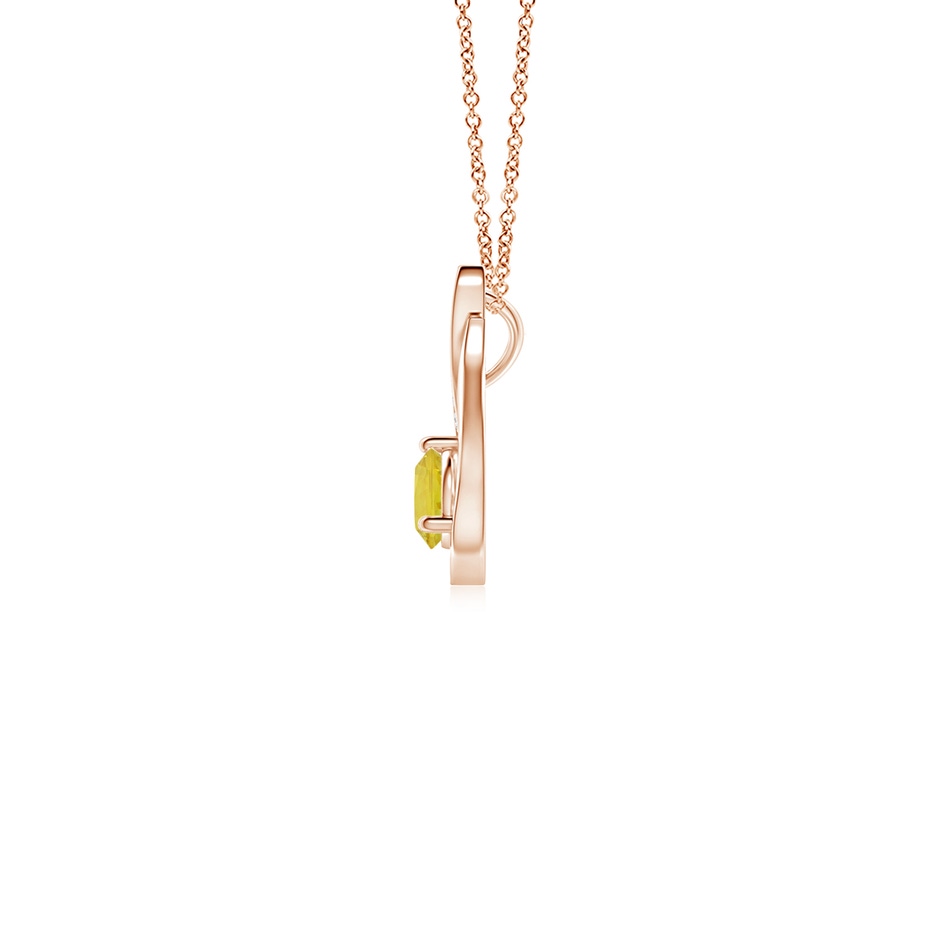 4mm AA Floating Yellow Sapphire Tulip Pendant with Diamonds in Rose Gold side-1