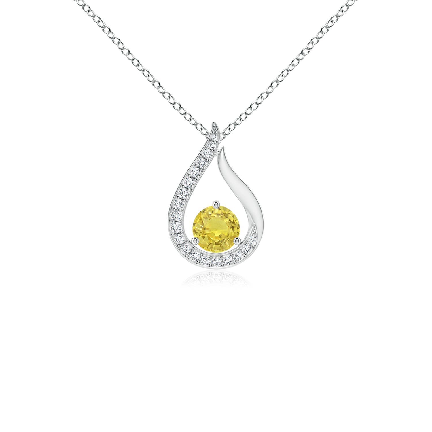 AA - Yellow Sapphire / 0.34 CT / 14 KT White Gold