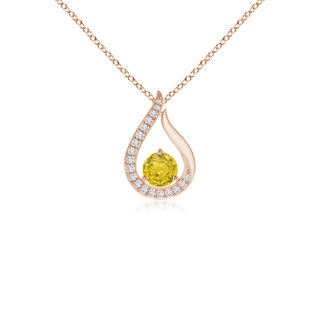 4mm AAA Floating Yellow Sapphire Tulip Pendant with Diamonds in 10K Rose Gold