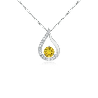 4mm AAAA Floating Yellow Sapphire Tulip Pendant with Diamonds in P950 Platinum