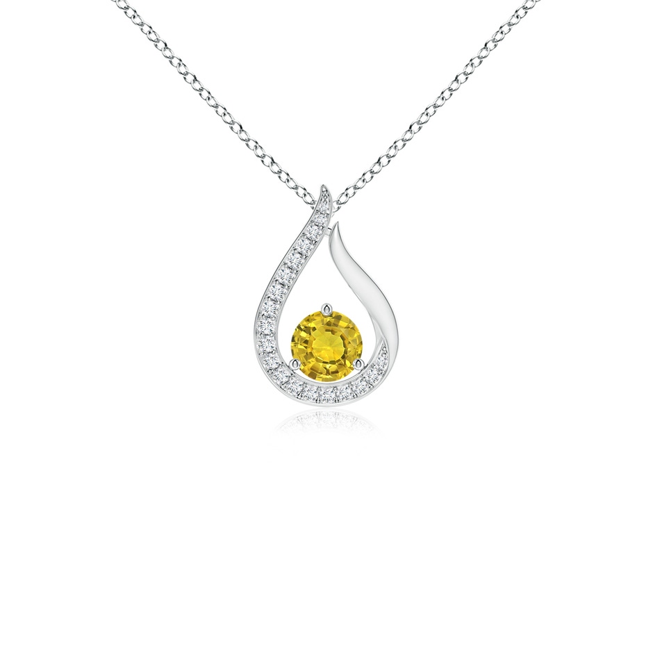 4mm AAAA Floating Yellow Sapphire Tulip Pendant with Diamonds in P950 Platinum 